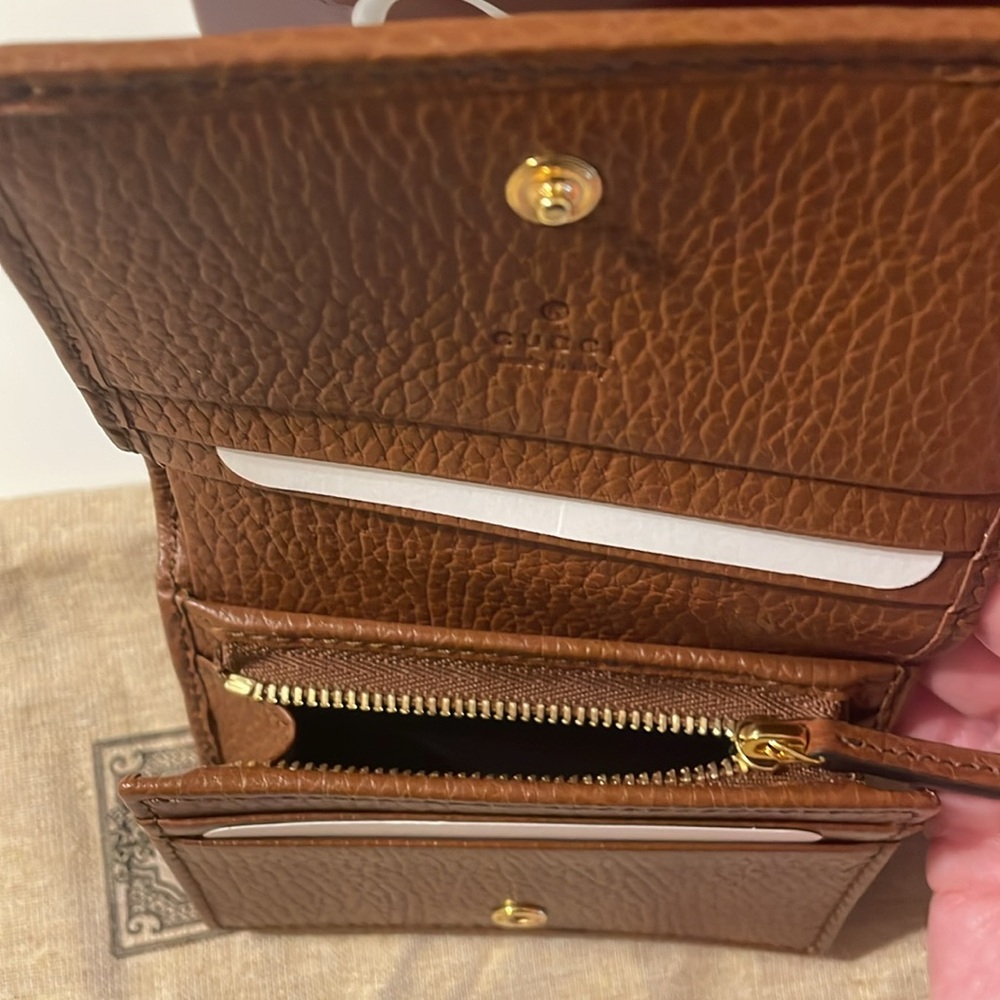 Gucci 1955 blue denim brown leather card holder - Picture 10 of 13